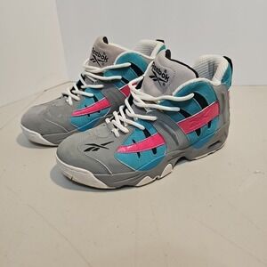 Reebok RAIL Tin Gray Teal Pink San Antonio Spurs Sz 5.5 Basketball Shoes Rare